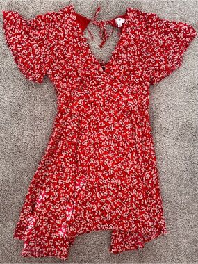 Socialite Red Floral Tie-Back Dress